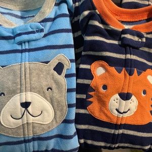 Two Sets of Carter's Adorable Feetsy Pajamas